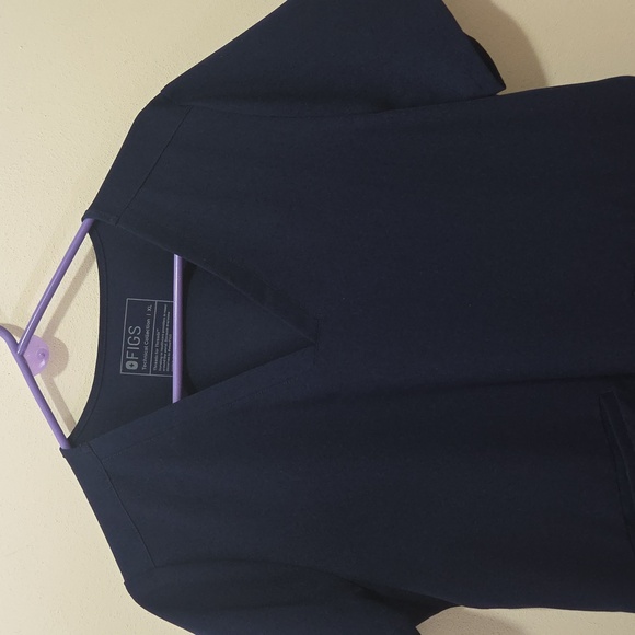 FIGS Scrub Top Womens Extra Large Blue Casma Three Pocket Nurse Uniform V-Neck - Picture 8 of 10